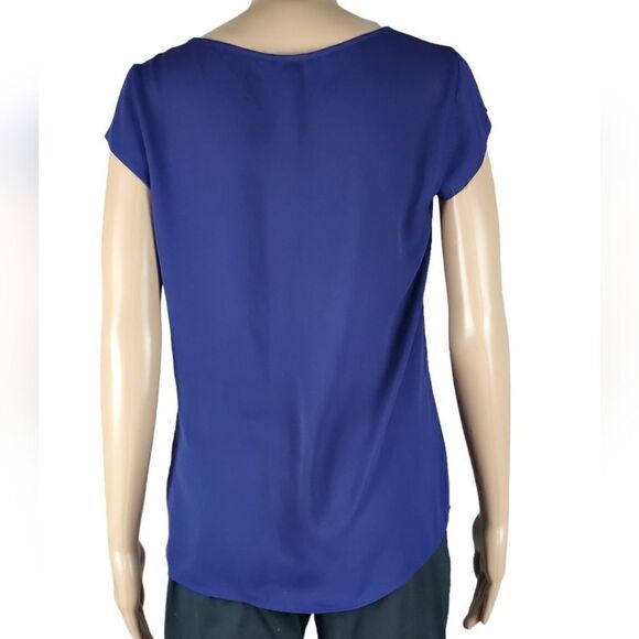 Express Blue Short Sleeve Blouse - Picture 2 of 7